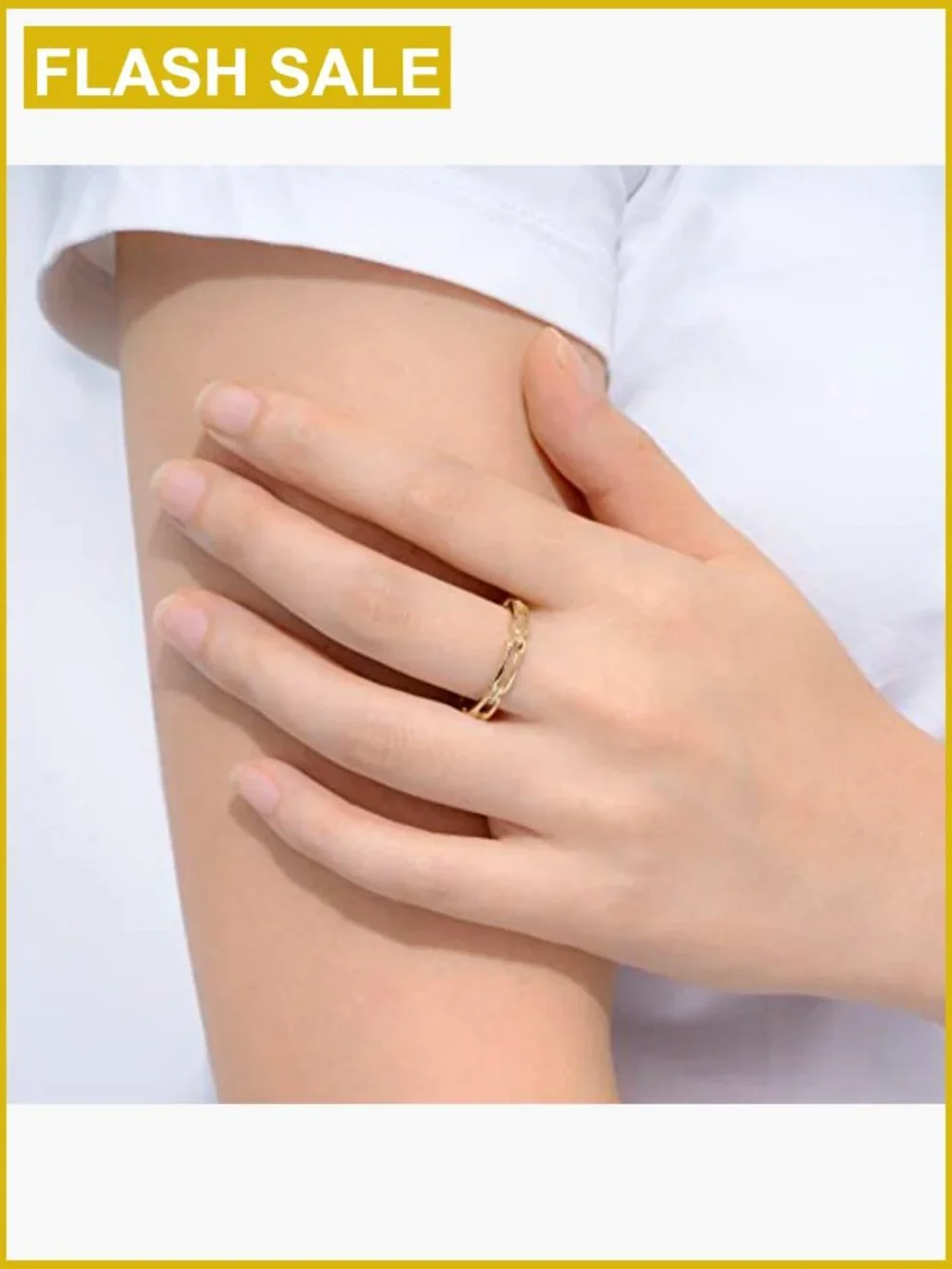 14K Gold Plated Sterling Silver Chain Link Band Ring Size 6